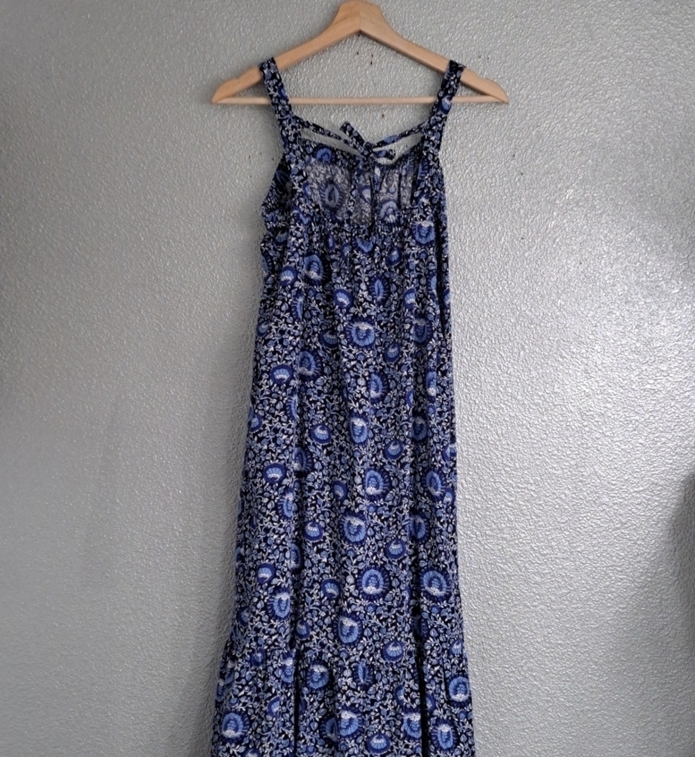 Boho Floral Dark Sea Blue Maxi Dress    Size M - Picture 4 of 10